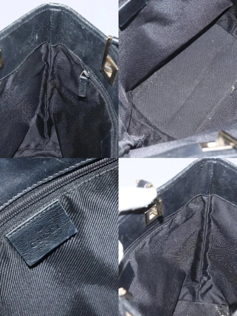GUCCI GG Canvas Tote Bag Gold Navy 002 1099 2404 Auth ep13085